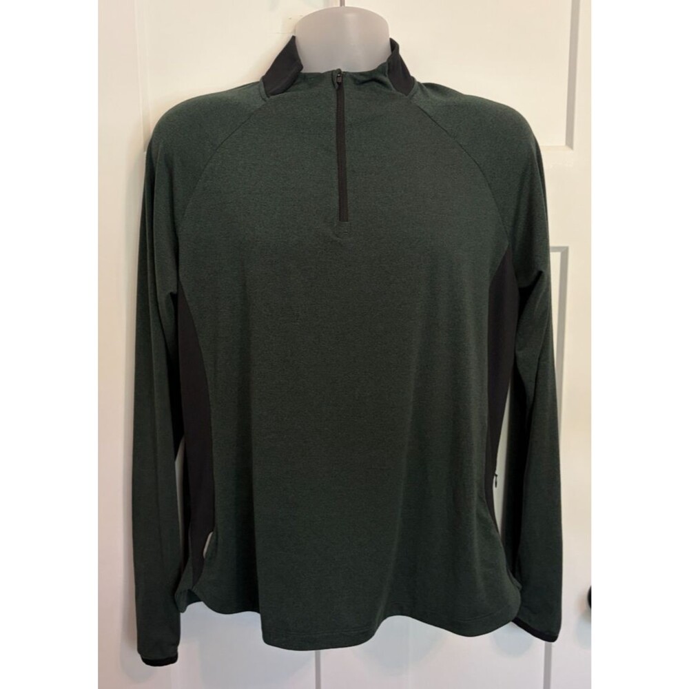 REI-Coop Mens 1/4 Zip Shirt Activewear GREEN Long Sleeve Hiking Camping Size XL